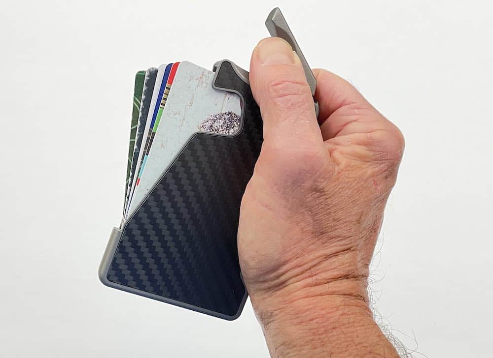 Fantom R wallet with cards fanned. 