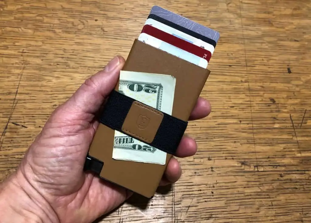 Ekster senate wallet with fan of credit cards