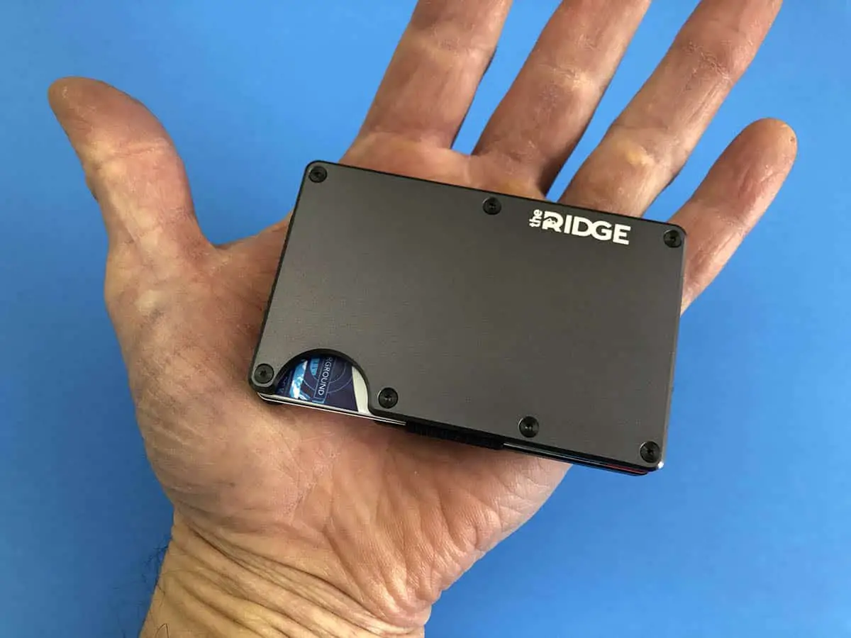 ridge wallet in the palm of a hand