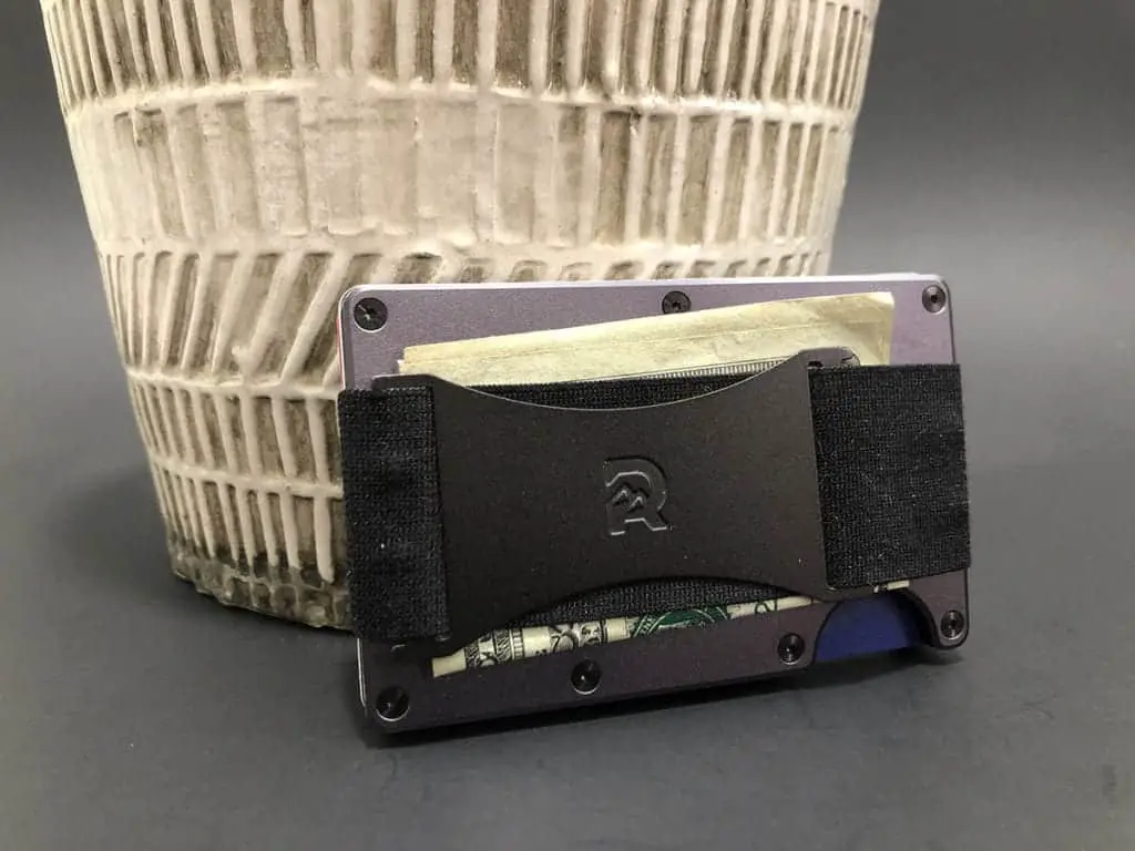 Back of the Ridge wallet showing the cash strap.