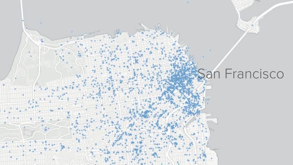 Map of Tile users in San Francisco