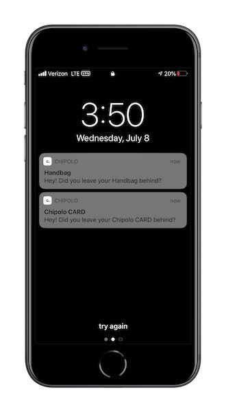 Out of range alert screen in phone
