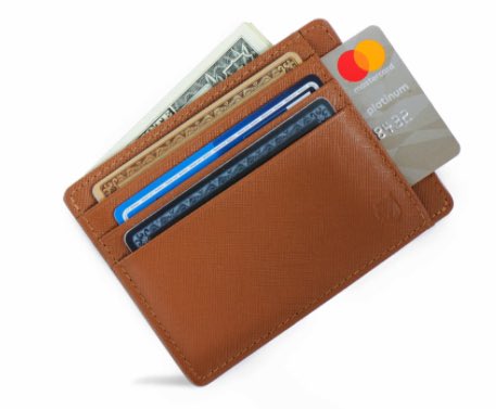 Axess minimalist smart wallet with credit card sliding out