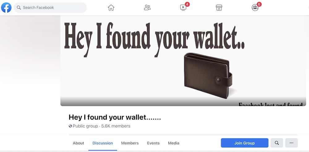 Facebook group Hey I found your wallet2