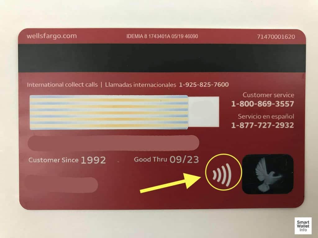back of contactless credit card showing symbol
