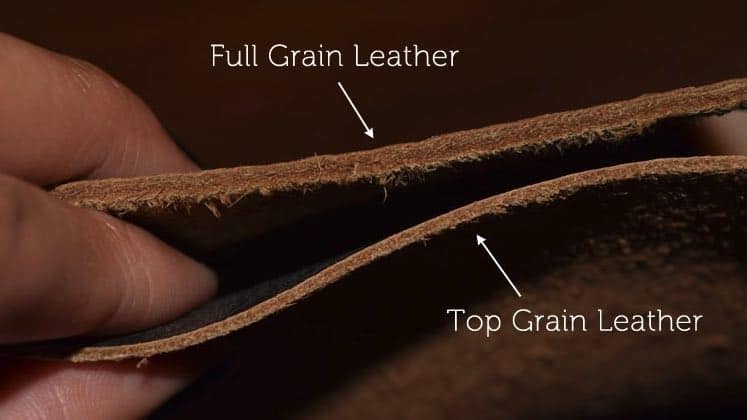 comparison of full grain and top grain leather