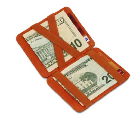 Hunterson magic wallet front orange open