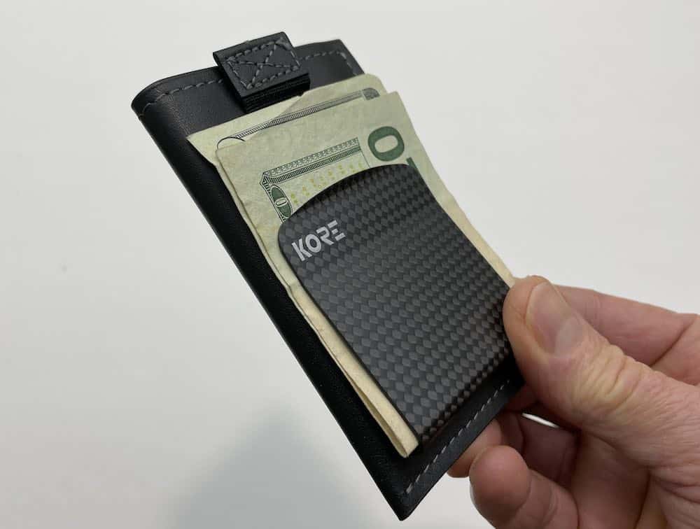 Kore Slim wallet with cash under money clip