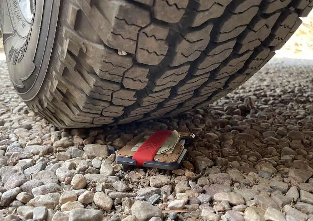 wallet under tire