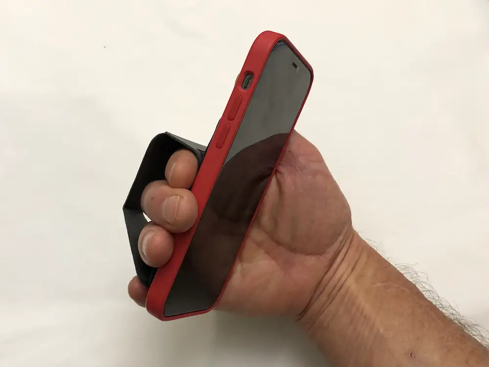 Moft wallet as phone grip with hand through it