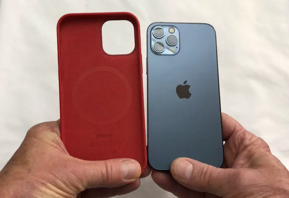 iPhone 12 Pro and Apple MagSafe case side by side