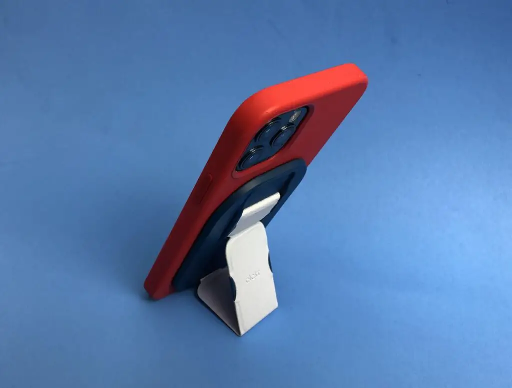 Clckr MagSafe phone grip portrait kickstand position