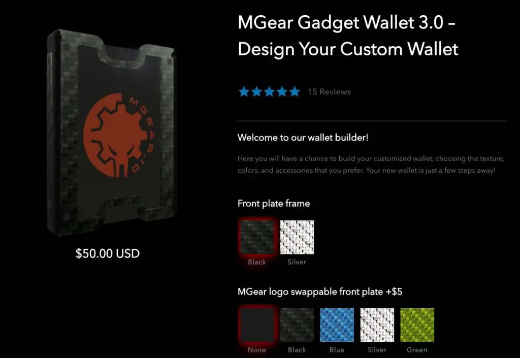 Mgear order screen