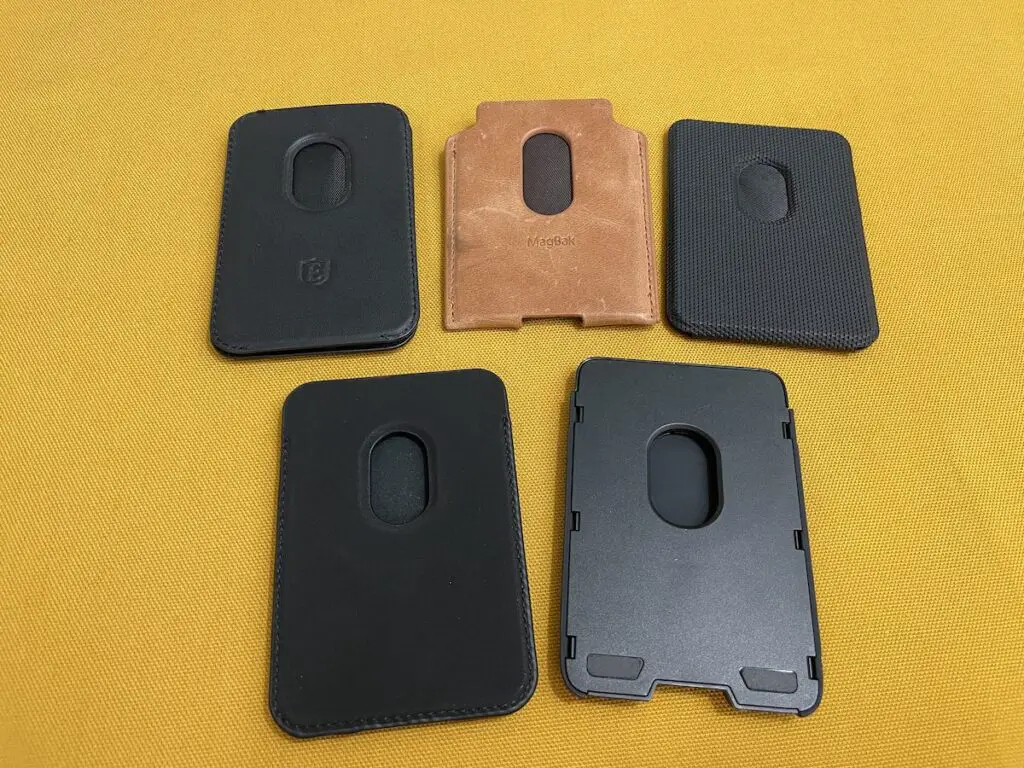 5 MagSafe wallets with thumb push slots on back