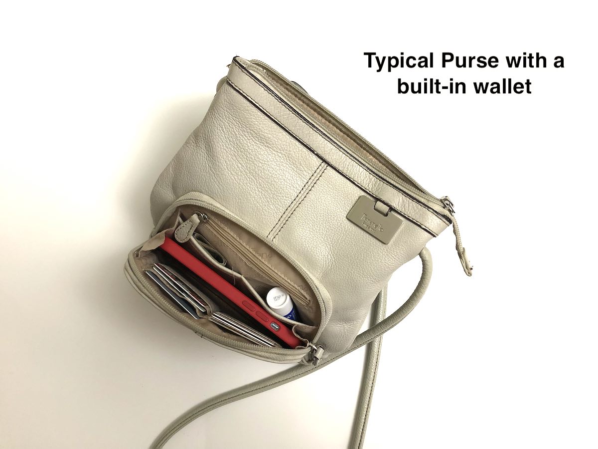 Typical purse with built in wallet