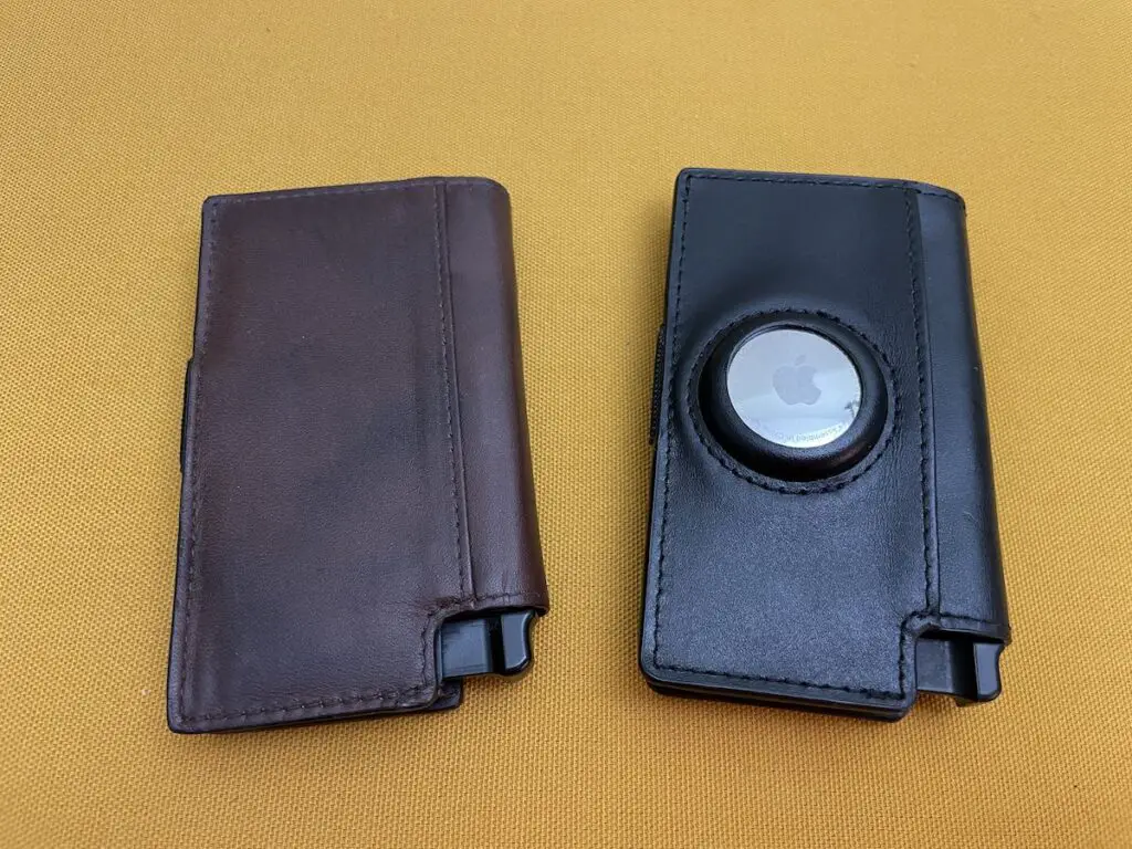 Ekster Parliament next to Ekster AirTag wallet