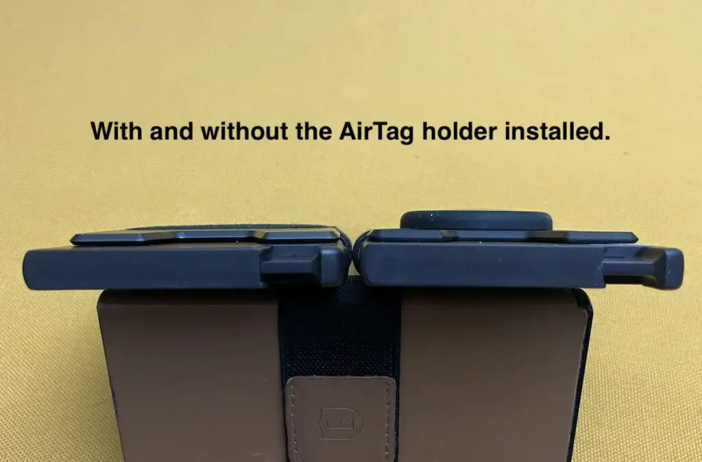 Ekster AirTag with and without the holder installed