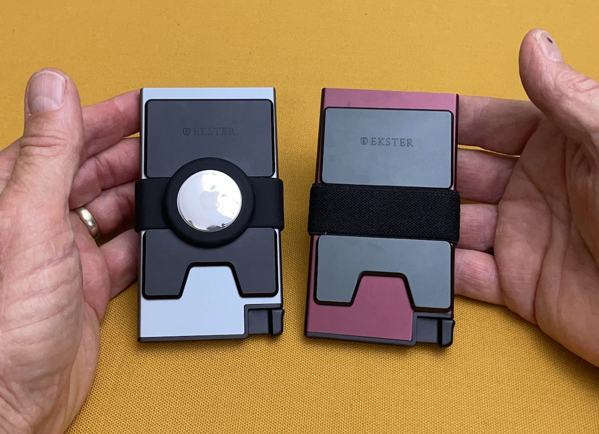 Eister AirTag wallet compared to Ekster aluminum cardholder