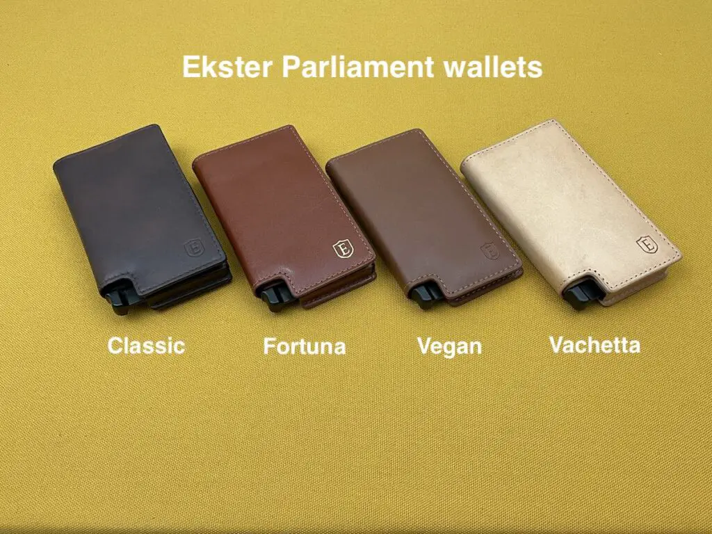 Four different Parliament wallets together