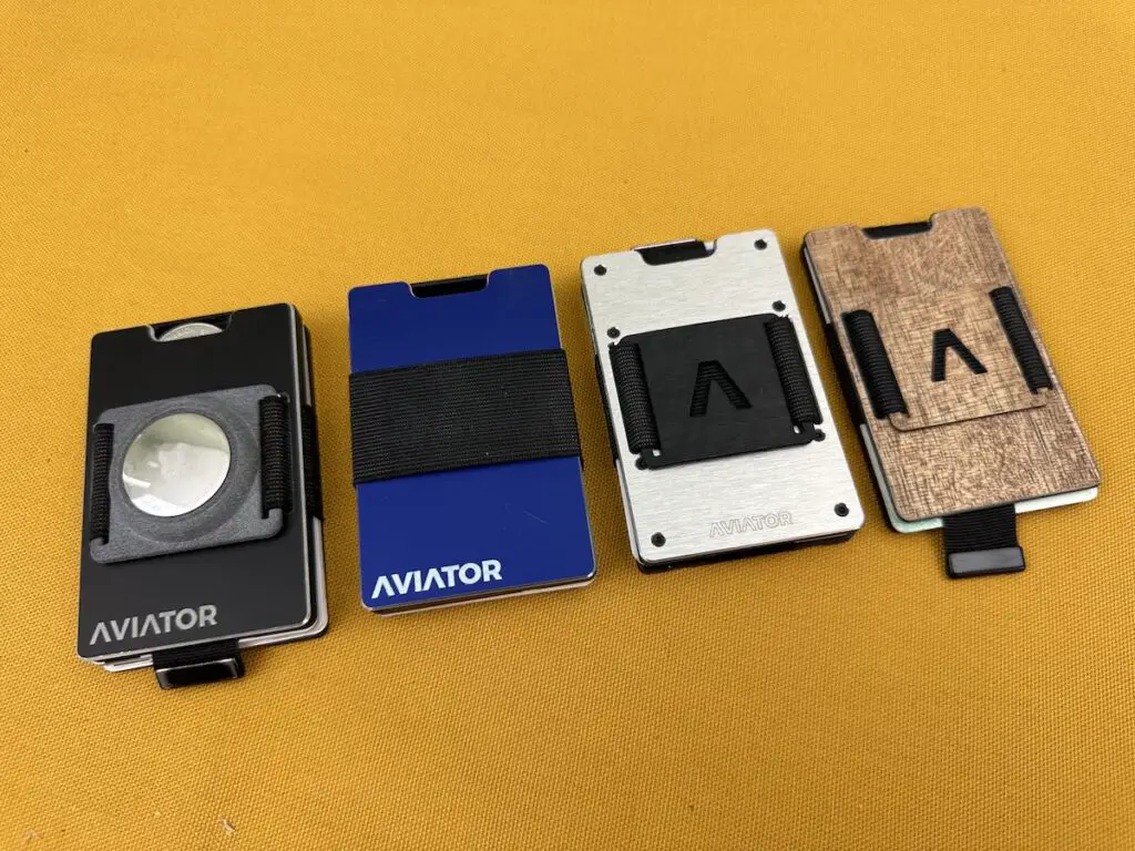 Four different versions of the Aviator wallet